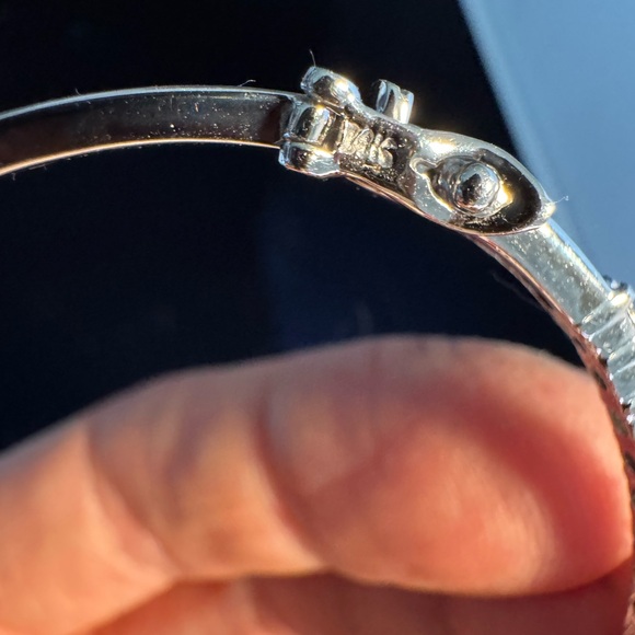 14k Natural Diamond Bangle Bracelet - Picture 8 of 12